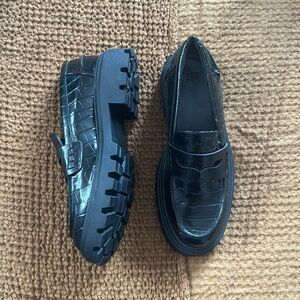 Chunky black loafers, never worn